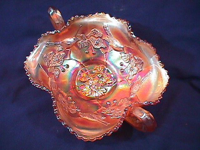 CARNIVAL GLASS BIRDS & CHERRIES BON BON MARIGOLD FENTON