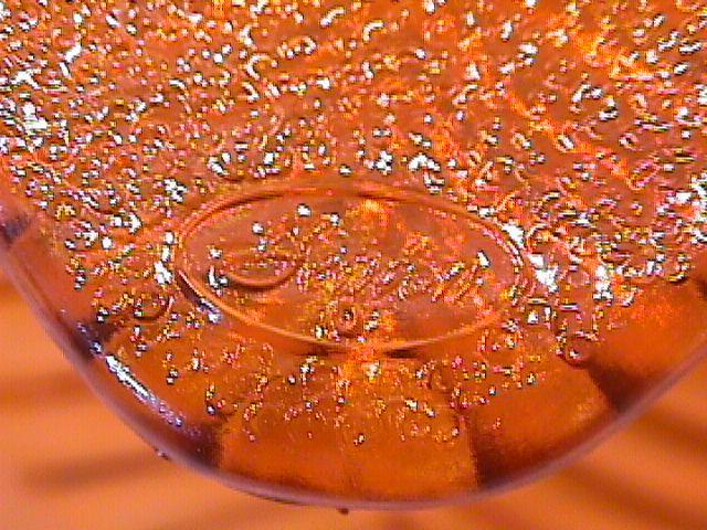 CARNIVAL GLASS PALM LEAF DOME FOOTED BOWL AMBER FENTON