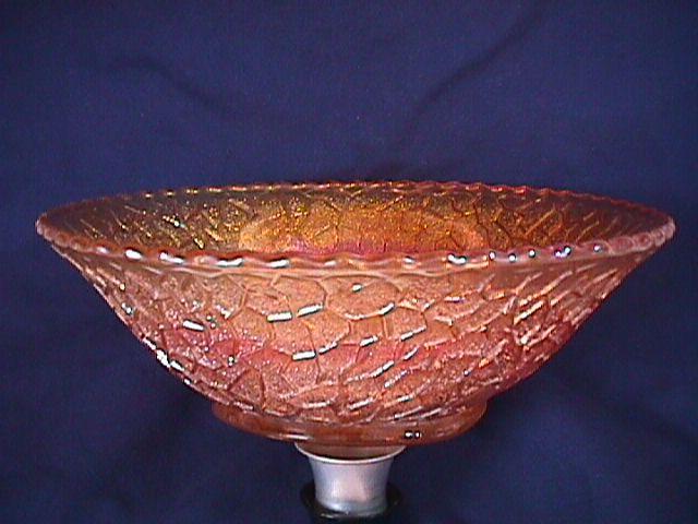 CARNIVAL GLASS FOUR FLOWERS VEGETABLE BOWL ROUND MARIGOLD RARE DUGAN