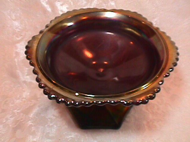 CARNIVAL GLASS GRAPE & CABLE WHIMSEY COMPOTE AMETHYST NORTHWOOD