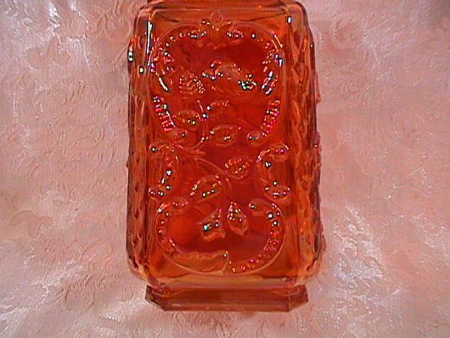 CARNIVAL GLASS IMPERIAL COURT JESTER VASE PUMPKIN MARIGOLD