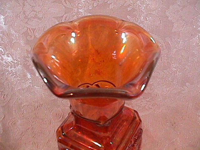 CARNIVAL GLASS IMPERIAL COURT JESTER VASE PUMPKIN MARIGOLD