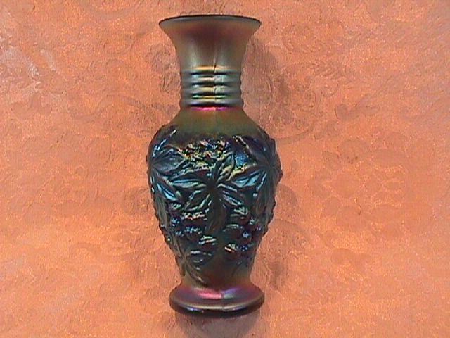 CARNIVAL GLASS FENTON FRAVILLE RASPBERRY VASE ELECTRIC BLUE