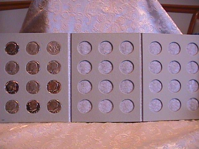 KENNEDY SILVER SET 1964-1970 COMPLETE 12 COINS PROOF to UNC. HARRIS FOLDER