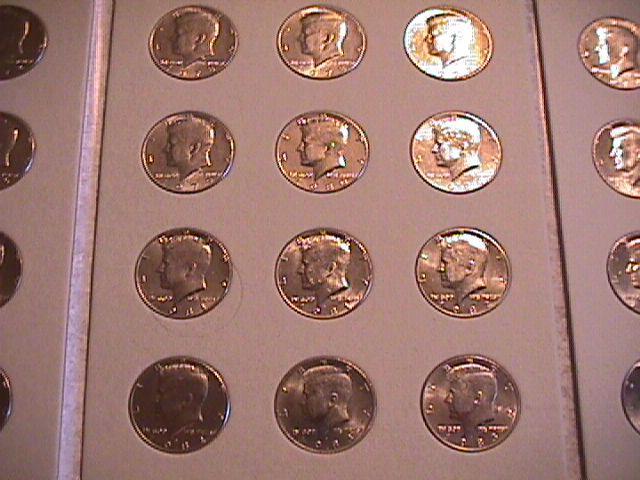 KENNEDY HALF CLAD SET 1971-P&D-1989-P&D COMPLETE 36 COINS UNC. HARRIS FOLDER
