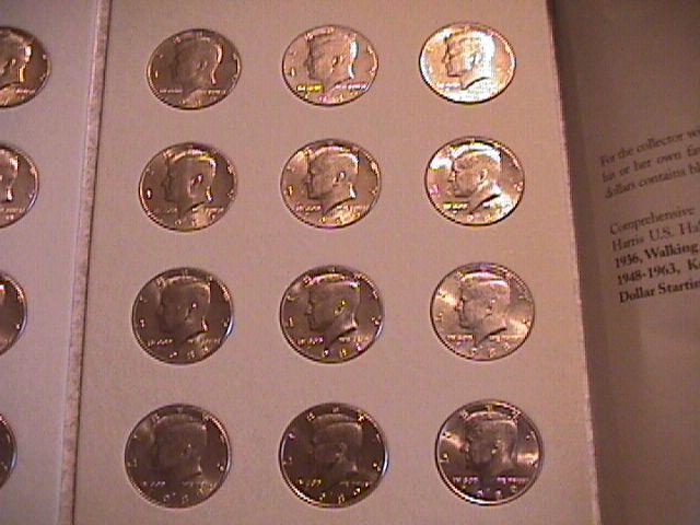 KENNEDY HALF CLAD SET 1971-P&D-1989-P&D COMPLETE 36 COINS UNC. HARRIS FOLDER