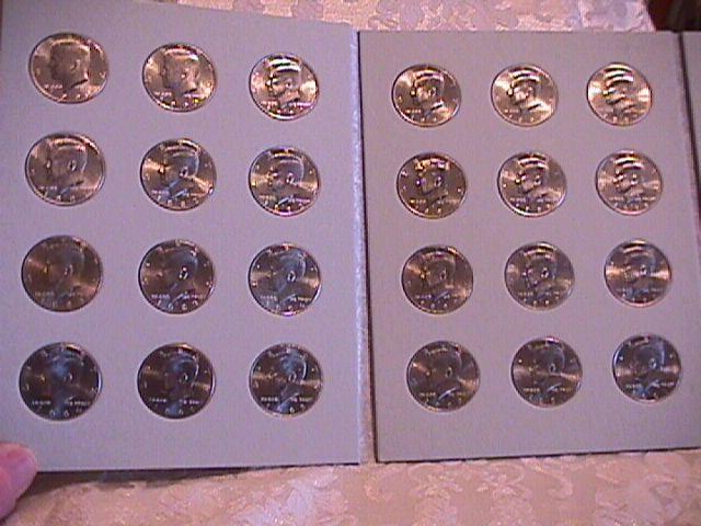 KENNEDY HALF CLAD SET 1990-P&D TO 2001-P&D COMPLETE 24 COINS UNC. HARRIS FOLDER