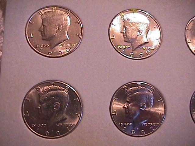 KENNEDY HALF CLAD SET 1990-P&D TO 2001-P&D COMPLETE 24 COINS UNC. HARRIS FOLDER