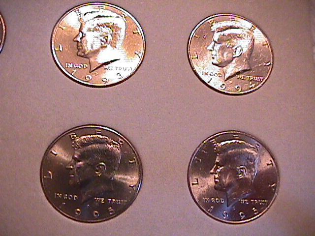 KENNEDY HALF CLAD SET 1990-P&D TO 2001-P&D COMPLETE 24 COINS UNC. HARRIS FOLDER