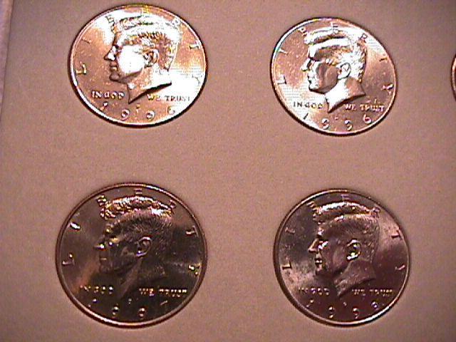 KENNEDY HALF CLAD SET 1990-P&D TO 2001-P&D COMPLETE 24 COINS UNC. HARRIS FOLDER