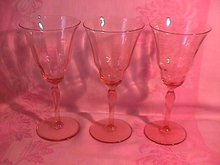 Fostoria Unknown #877 Pink Goblets (3)