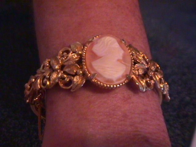 Florenza Gold Toned Cameo Bangle Bracelet