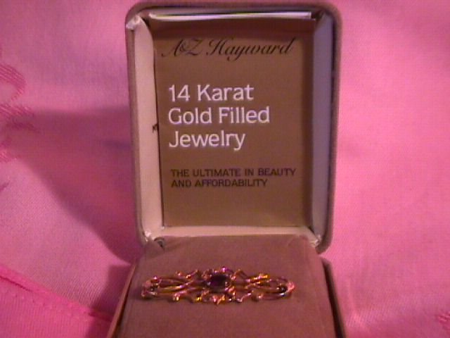 Gold Filled Art-Noveau Pin with Garnet