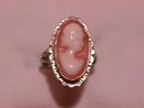 14K White Gold Filigree Cameo Ring
