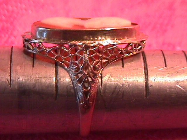 14K White Gold Filigree Cameo Ring