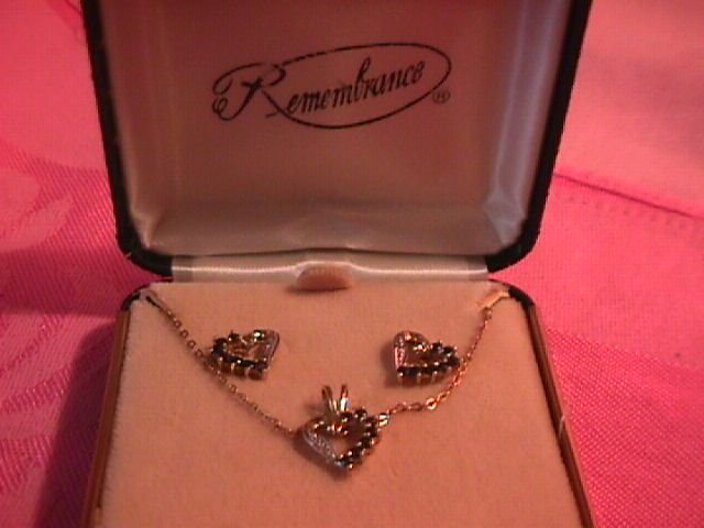 Boxed set 10k Sapphire Necklace & Earrings