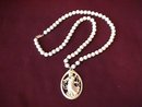 Antique Art-Noveau Lady With Pipes= Ivory & 14K Necklace