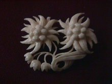 Vintage Carved Vegetable Ivory Daisy Pin.