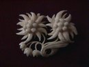 Vintage Carved Vegetable Ivory Daisy Pin.