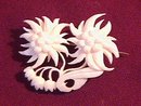 Vintage Carved Vegetable Ivory Daisy Pin.