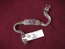 Sterling Amethyst & Paisley Design Marcasite Bracelet