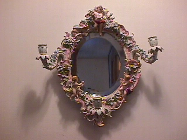 Meissen Museum Quality Ladies 3-Candle Lite Vanity Mirror