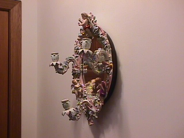 Meissen Museum Quality Ladies 3-Candle Lite Vanity Mirror