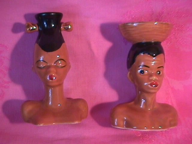 Pair of Lady's Head Vases