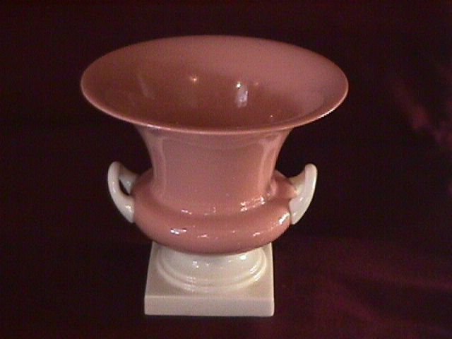 Lenox Salmon-Pink Porcelain Urn- Handled- Pedestal Vase