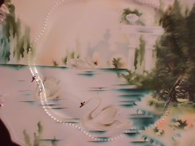 R. S. Prussia, Suhl, Tillowitz Swan Scene Cake Plate