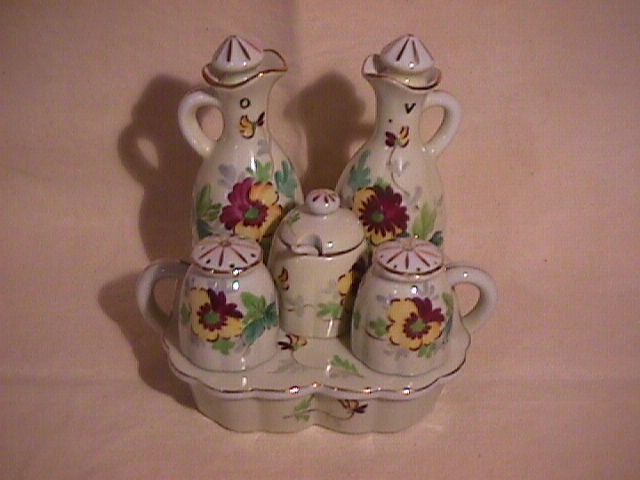 Occupied Japan Porcelain 10-Piece Cruet Set