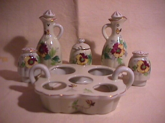 Occupied Japan Porcelain 10-Piece Cruet Set
