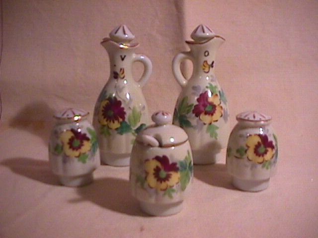 Occupied Japan Porcelain 10-Piece Cruet Set