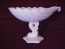 Milkglass Shell Form Dolphin Stem Compote