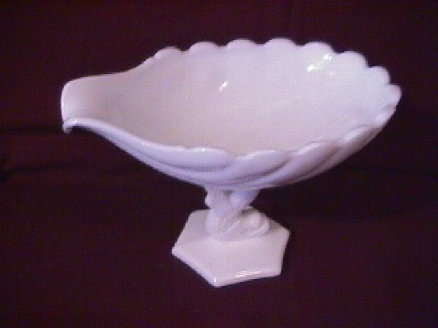 Milkglass Shell Form Dolphin Stem Compote