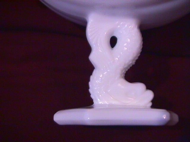 Milkglass Shell Form Dolphin Stem Compote