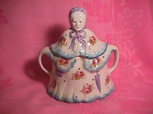 Vintage Little Old Lady=Made in England=Covered Sugar