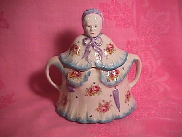 Vintage Little Old Lady=Made in England=Covered Sugar