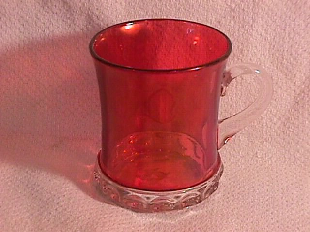 Ruby Flashed-Early Pressed Glass Mug
