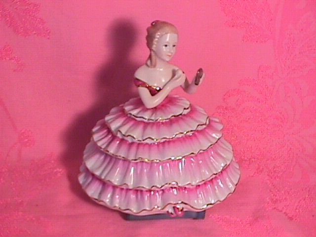 Limoges Porcelain Elegant Lady Covered Powder Box