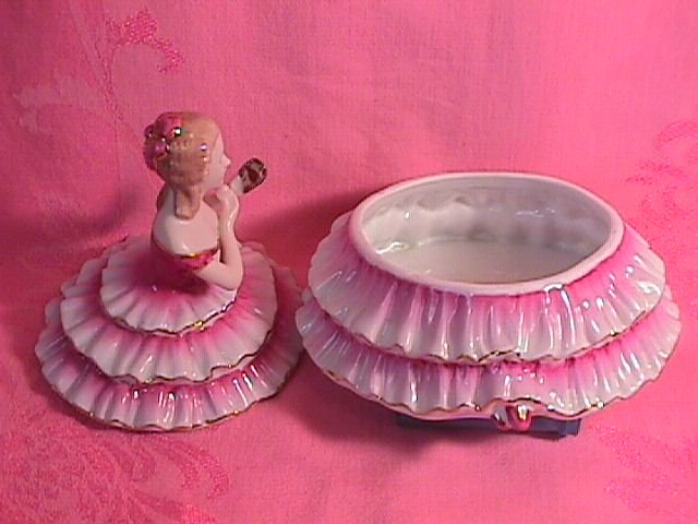 Limoges Porcelain Elegant Lady Covered Powder Box