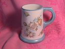 Vintage Porcelain Mug-Roses with Blue Trim