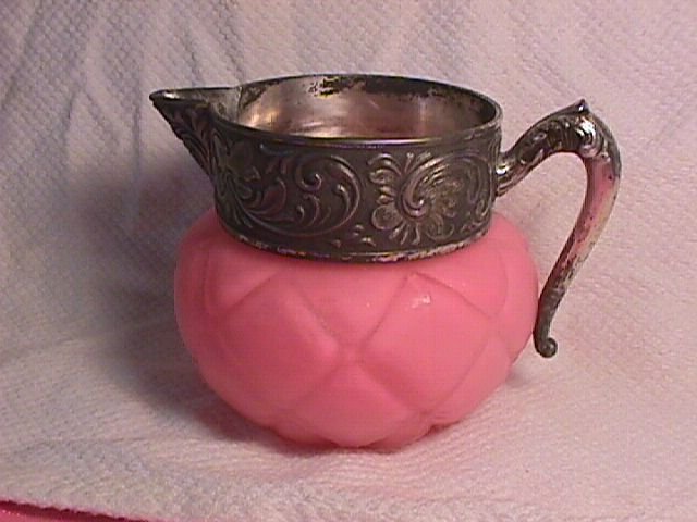 1880's Quilted Diamond Satin Glass Creamer