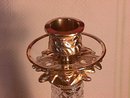 Pair Of Fine Cut Glass and Brass Candlesticks