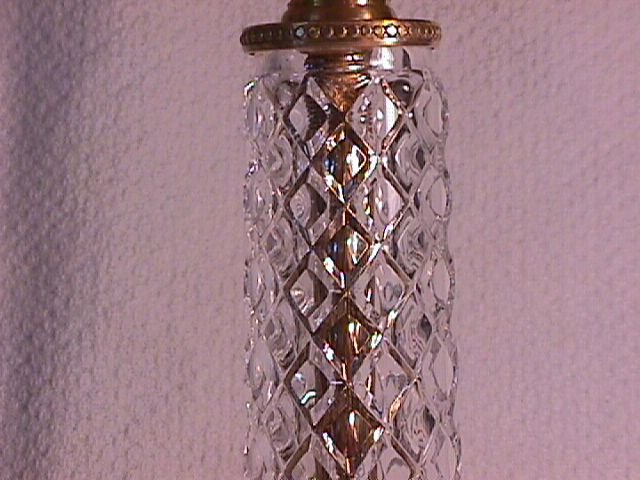 Pair Of Fine Cut Glass and Brass Candlesticks