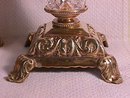Pair Of Fine Cut Glass and Brass Candlesticks