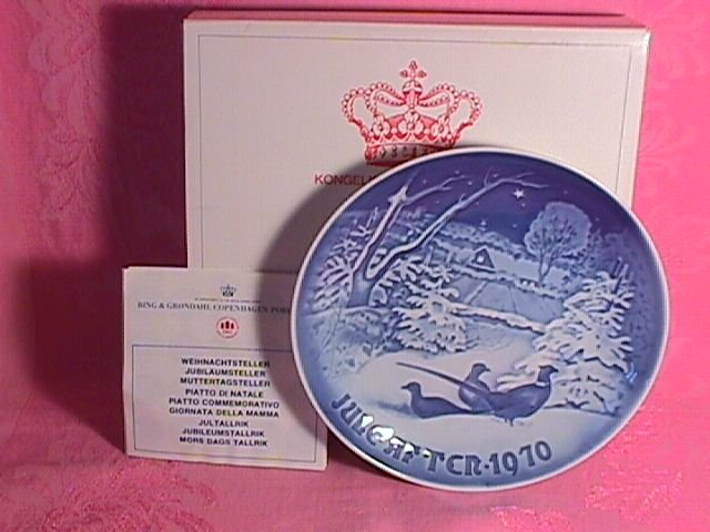 Bing & Grondahl Christmas Plate 1970-Pheasants In Snow