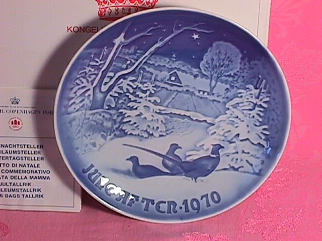 Bing & Grondahl Christmas Plate 1970-Pheasants In Snow