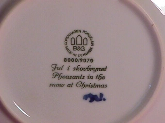 Bing & Grondahl Christmas Plate 1970-Pheasants In Snow