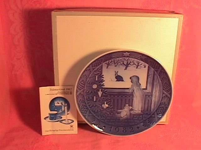 Royal Copenhagen Christmas Plate-1982 Waiting For Christmas